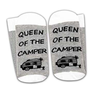 Queen of the Camper Socks for Happy Campers and Gifts