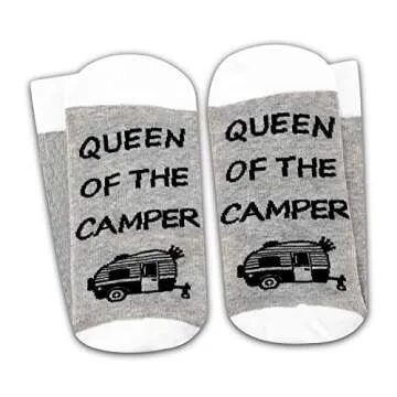 Queen of the Camper Socks for Happy Campers and Gifts