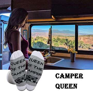 Queen of the Camper Socks for Happy Campers and Gifts