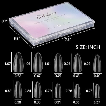 500Pcs Medium Almond Fake Nail Tips Full Cover Acrylic Press On