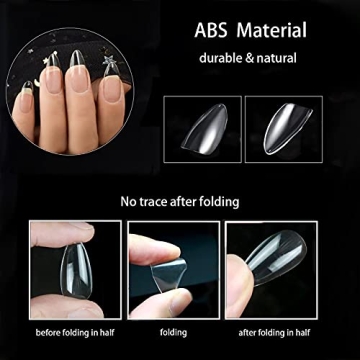500Pcs Medium Almond Fake Nail Tips Full Cover Acrylic Press On