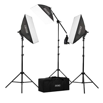 Fovitec 3-Light Fluorescent Studio Kit for Photography & Vlogging