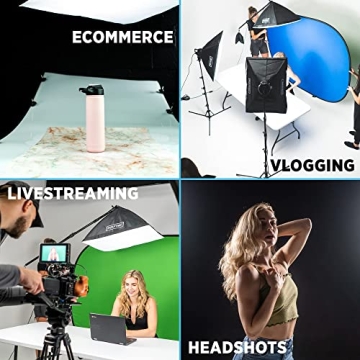 Fovitec 3-Light Fluorescent Studio Kit for Photography & Vlogging