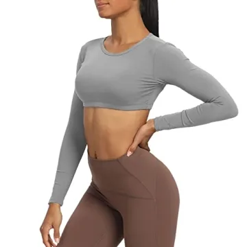 Aoxjox Clarissa Backless Workout Crop Top Grey Medium Support