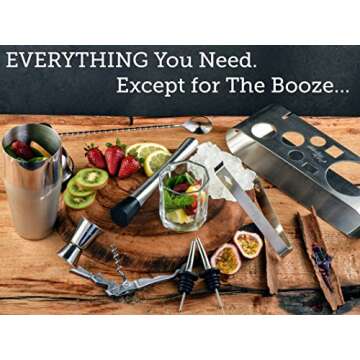 Mixology Bartender Kit: 9-Piece Bar Set Cocktail Shaker Set with Elegant Metal Stand