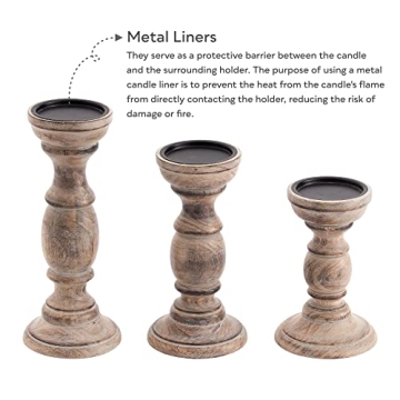 JFY Designs Hand Carved Wood Candle Holders Set of 3