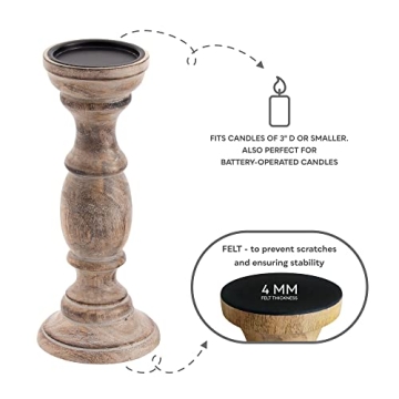 JFY Designs Hand Carved Wood Candle Holders Set of 3