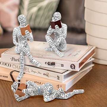 Vimtrysd 3Pcs Home Decor Pulp Reading Women Figurines Thinker Statue Aesthetic Sculptures Room Decor...