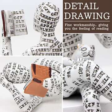 Vimtrysd 3Pcs Home Decor Pulp Reading Women Figurines Thinker Statue Aesthetic Sculptures Room Decor Abstract Decoration on Desk Shelf Table Bookshelf for Living Room Office Bedroom