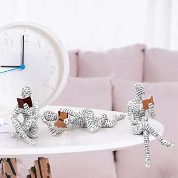 Vimtrysd 3Pcs Home Decor Pulp Reading Women Figurines Thinker Statue Aesthetic Sculptures Room Decor Abstract Decoration on Desk Shelf Table Bookshelf for Living Room Office Bedroom