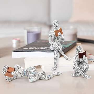 Vimtrysd 3Pcs Home Decor Pulp Reading Women Figurines Thinker Statue Aesthetic Sculptures Room Decor Abstract Decoration on Desk Shelf Table Bookshelf for Living Room Office Bedroom