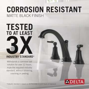 Delta Faucet Woodhurst Widespread Bathroom Faucet - Matte Black Design for Elegance and Functionalit...