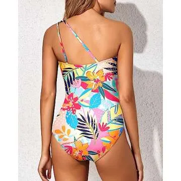 Stylish One Shoulder One Piece Swimsuit for Women