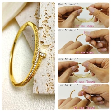 Gold Nail Bangle Bracelet for Women - Gift of Love
