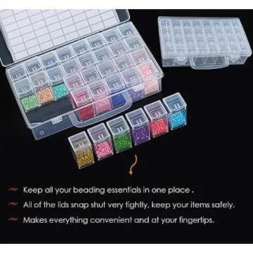 SanerDirect 32 Grids Diamond Painting Drill Storage Containers, Diamond Organizer Case Embroidery Beads Storage Box with Label