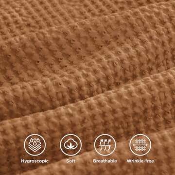 Bedsure Cotton Duvet Cover King - 100% Cotton Waffle Weave Hazel Duvet Cover King Size, GentleSoft™ and Breathable Bedding Set for All Season, 3 Pieces, 104"x90"