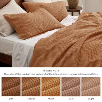 Bedsure Cotton Duvet Cover King - 100% Cotton Waffle Weave Hazel Duvet Cover King Size, GentleSoft™ and Breathable Bedding Set for All Season, 3 Pieces, 104"x90"