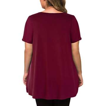 Chic MANER Women's Plus Size Tops - Short Sleeve Flowy Blouses Tunic Tops L-4XL