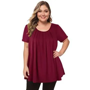 Stylish MANER Women's Plus Size Tops Short Sleeve Shirts