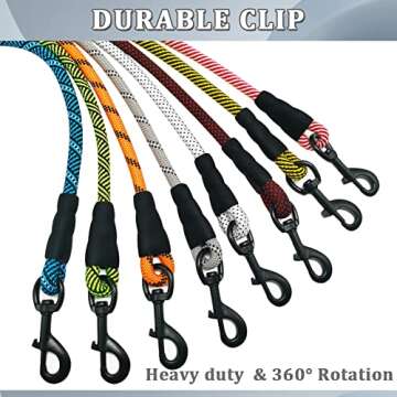MayPaw Heavy Duty Rope Dog Leash, 3/4/5/6/7/8/10/12/15 FT Nylon Pet Leash, Soft Padded Handle Thick ...