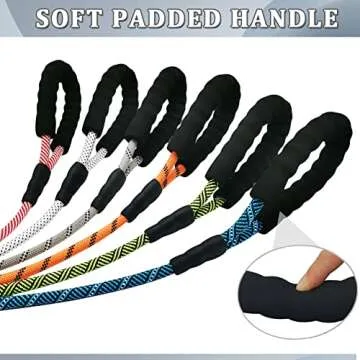 MayPaw Heavy Duty Rope Dog Leash, 3/4/5/6/7/8/10/12/15 FT Nylon Pet Leash, Soft Padded Handle Thick Lead Leash for Large Medium Dogs Small Puppy (1/2" 6ft, Black-red dot)