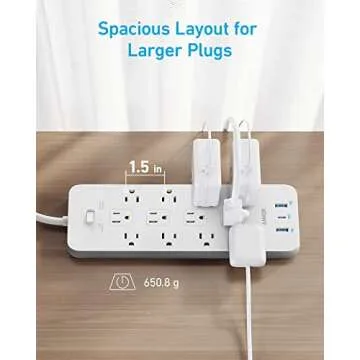 Anker Power Strip Surge Protector (2100J), 12 Outlets with 3 USB Ports for iPhone 15/15 Plus/15 Pro/15 Pro Max, 5ft, Flat Plug, 20W Power Delivery Charging for Home, Office, TUV Listed(White)