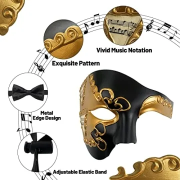 IncreDecor Phantom of The Opera Half Face Masquerade Mask