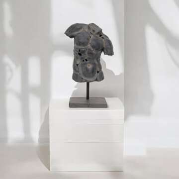 Sagebrook Home Cracked Male Torso Sculpture - Unique Artistic Decor