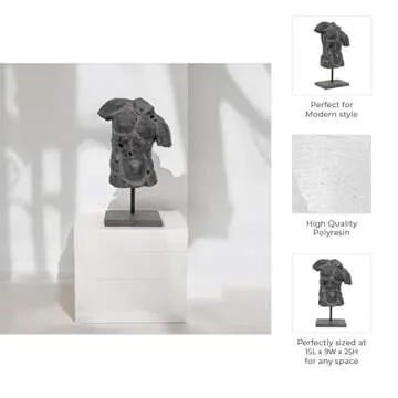 Sagebrook Home Cracked Male Torso Sculpture for Stylish Decor