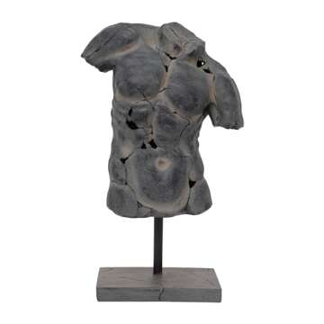 Sagebrook Home Cracked Male Torso Sculpture for Stylish Decor