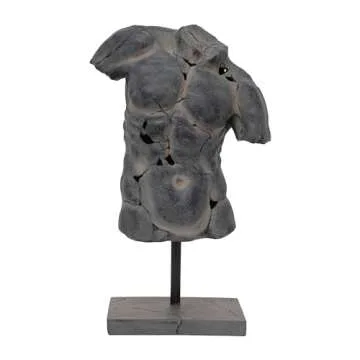 Sagebrook Home Cracked Male Torso Sculpture for Stylish Decor