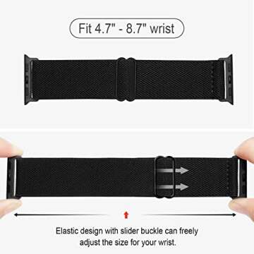 Comfortable Stretchy Nylon Solo Loop Bands for Apple Watch - 4 Pack in Multiple Colors