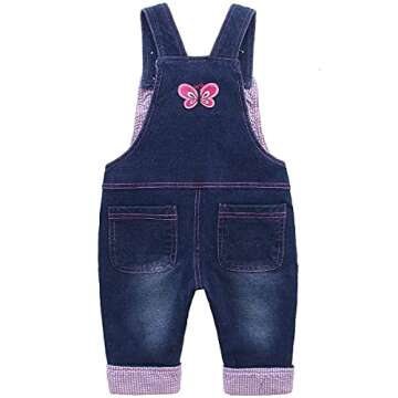 KIDSCOOL SPACE Baby Girl Jean Overalls,Toddler Denim Cute 3D Bunny Outfit,Blue,18-24 Months
