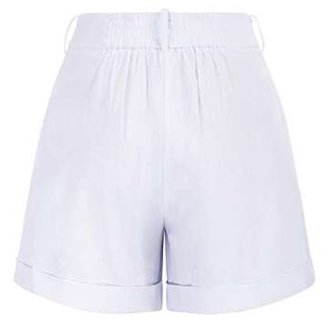 Belle Poque White Linen High Waist Shorts for Women Summer Wide Leg Shorts Causal L