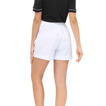 Belle Poque White Linen High Waist Shorts for Women Summer Wide Leg Shorts Causal L