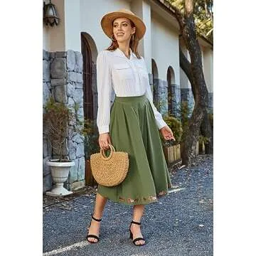 Elegant Green Midi Skirt for Plus Size Women