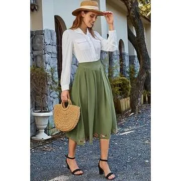 Elegant Green Midi Skirt for Plus Size Women
