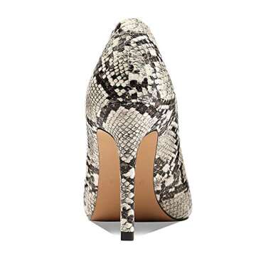 JARO VEGA Women Stiletto Heels Snakeskin, Slip On Pointed Toe Pumps, Closed Toe High Heel Dress Shoes for Wedding Party Office Grey Size 8.5