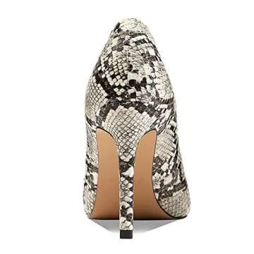 JARO VEGA Women Stiletto Heels Snakeskin, Slip On Pointed Toe Pumps, Closed Toe High Heel Dress Shoes for Wedding Party Office Grey Size 8.5