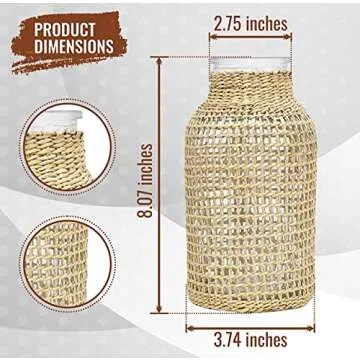 Elegant PreZervers Glass Flower Vase with Rattan Decor