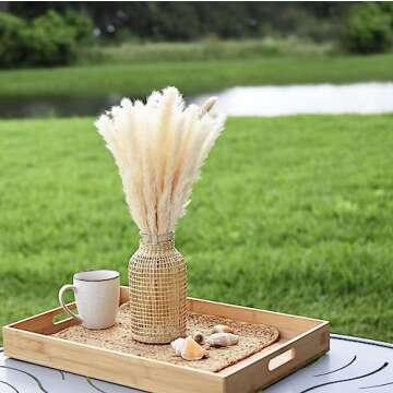 PreZervers Glass Flower vase with Rattan Boho Glass Vase with Rattan Straw Decor Glass Vase Flower Vase
