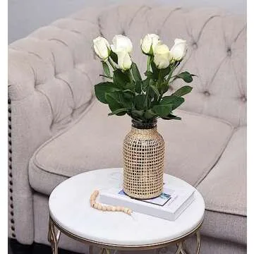 Elegant PreZervers Glass Flower Vase with Rattan Decor
