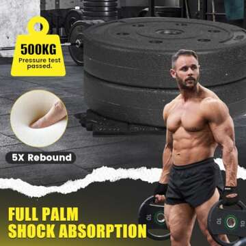 HOZMOZ Ventilated Weight Lifting Gloves, Thick Padded Gym Gloves for Women Men, Workout Gloves with Full Palm Protection & Grip & Shock Absorption Fitness Training Exercise Gloves