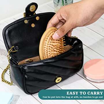 Bamboo Brush for Hair Growth, Natural Wooden Scalp Brush Mini Hair Scalp Massager Bamboo Bristles Detangling Hairbrush for Women, No Handle Design, Anti-Static Round Wood Pins