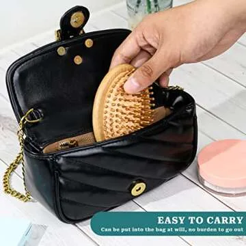 Bamboo Brush for Hair Growth, Natural Wooden Scalp Brush Mini Hair Scalp Massager Bamboo Bristles Detangling Hairbrush for Women, No Handle Design, Anti-Static Round Wood Pins