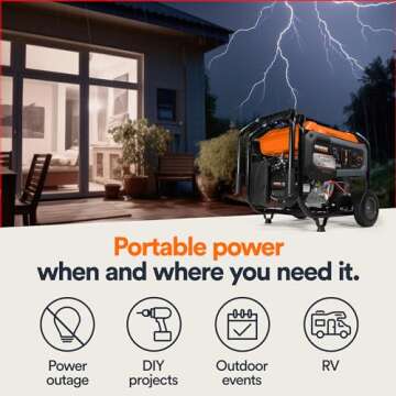 Generac 7676 GP8000E 8,000-Watt Gas-Powered Portable Generator - Electric Start with COsense Technol...