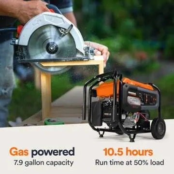 Generac 7676 GP8000E 8,000-Watt Gas-Powered Portable Generator - Electric Start with COsense Technology - Durable Design and Reliable Power for Emergencies and Recreation - CARB Compliant