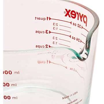 Pyrex (32 Oz) Measuring 4 Cup Glass, Clear, Red