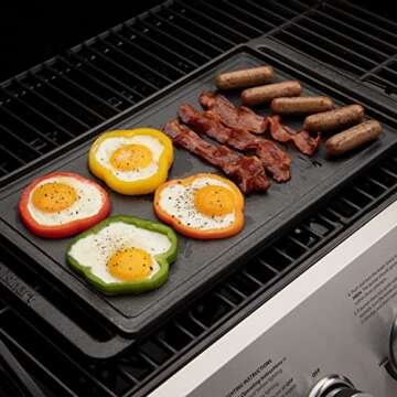 Cuisinart CCP-2000 Reversible Cast Iron Grill/Griddle Cookware Plate, Ribbed Grill and Smooth Flat Top Griddle