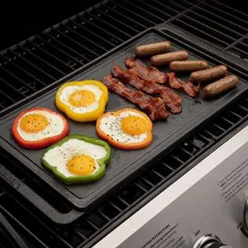 Cuisinart CCP-2000 Reversible Cast Iron Grill/Griddle Cookware Plate, Ribbed Grill and Smooth Flat Top Griddle